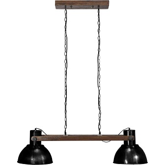 Podwójna lampa wisząca Ashby vintage czarna drewno
